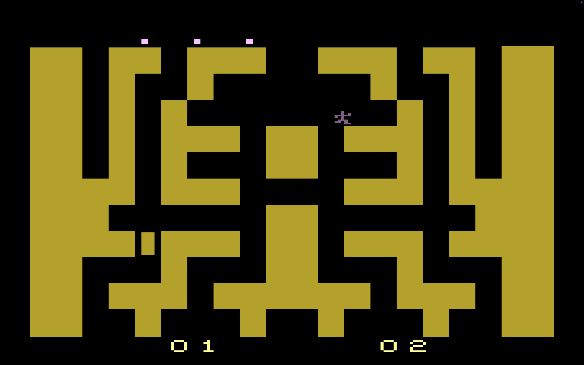 Entombed on the Atari 2600, its playfield mirrored about the centre